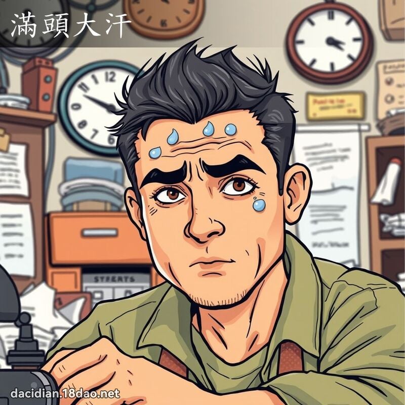 滿頭大汗 - 國語大辭典配圖