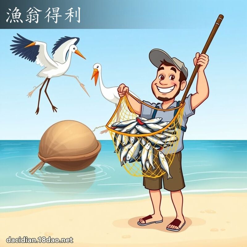 渔翁得利 - 国语大辞典配图