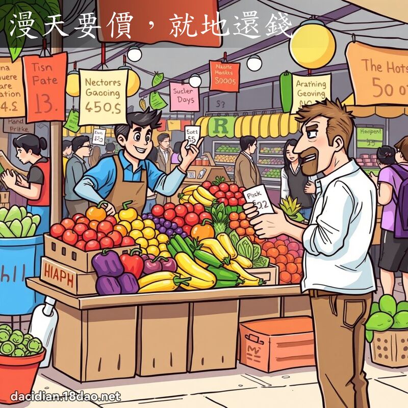 漫天要價，就地還錢 - 國語大辭典配圖