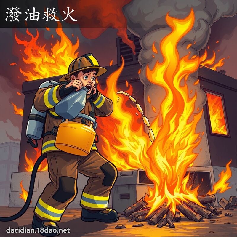 潑油救火 - 國語大辭典配圖