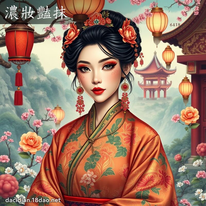 浓妆艳抹 - 国语大辞典配图