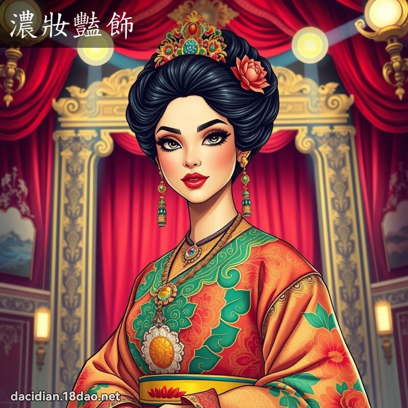 濃妝豔飾 - 國語大辭典配圖