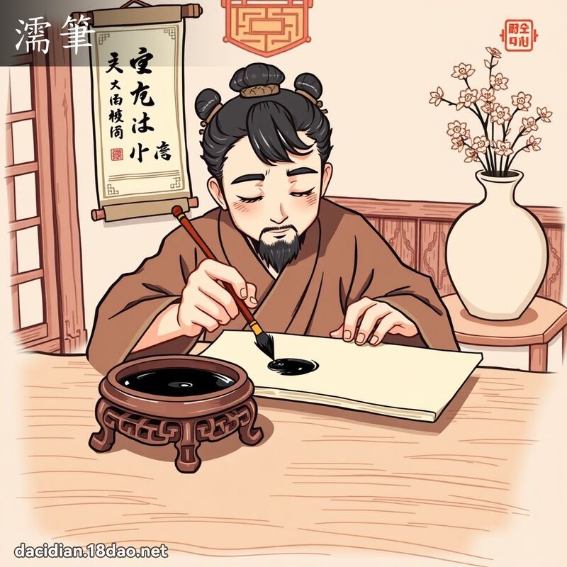 濡筆 - 國語大辭典配圖