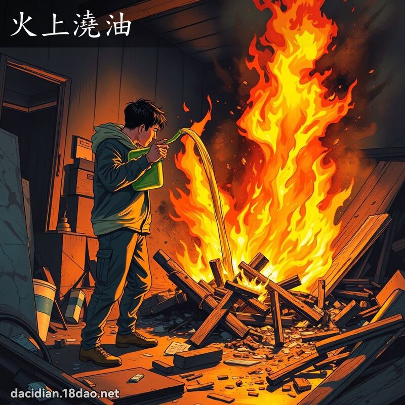 火上澆油 - 國語大辭典配圖
