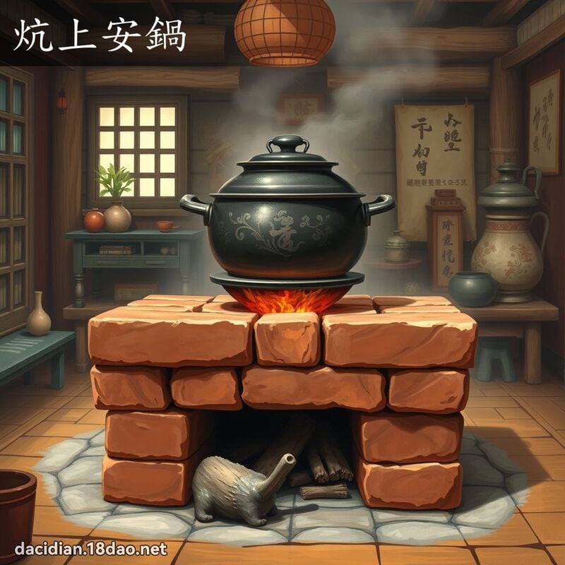 炕上安锅 - 国语大辞典配图