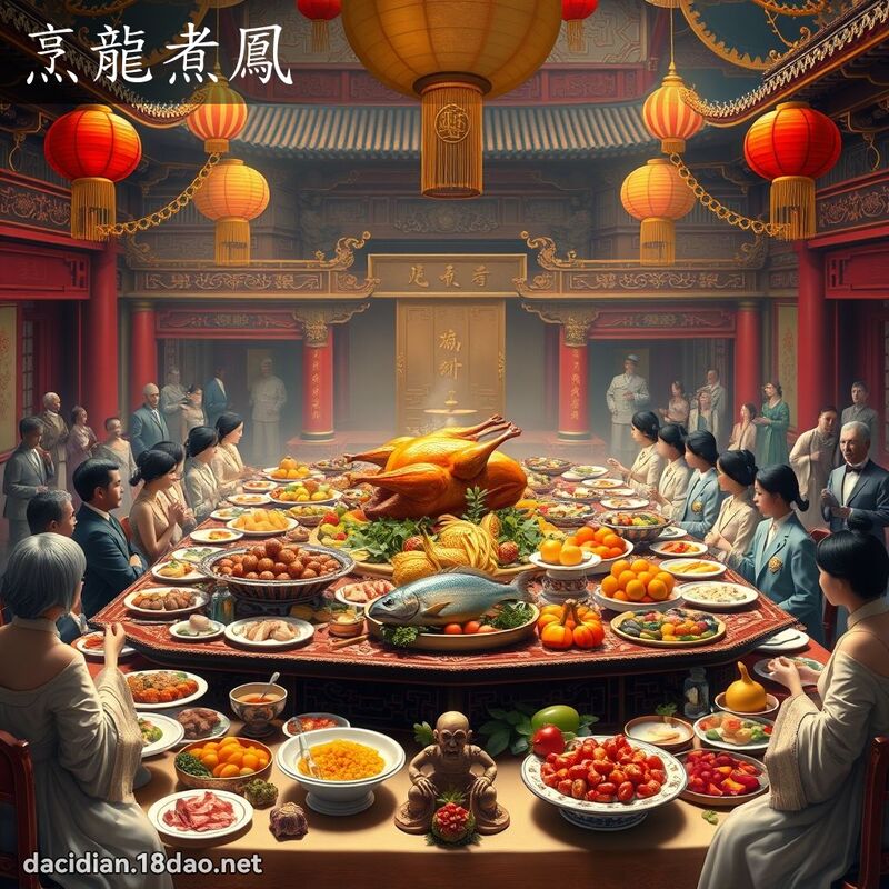 烹龍煮鳳 - 國語大辭典配圖