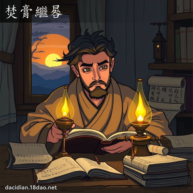 焚膏继晷 - 国语大辞典配图