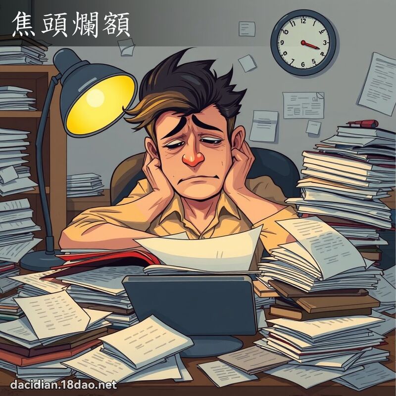 焦头烂额 - 国语大辞典配图