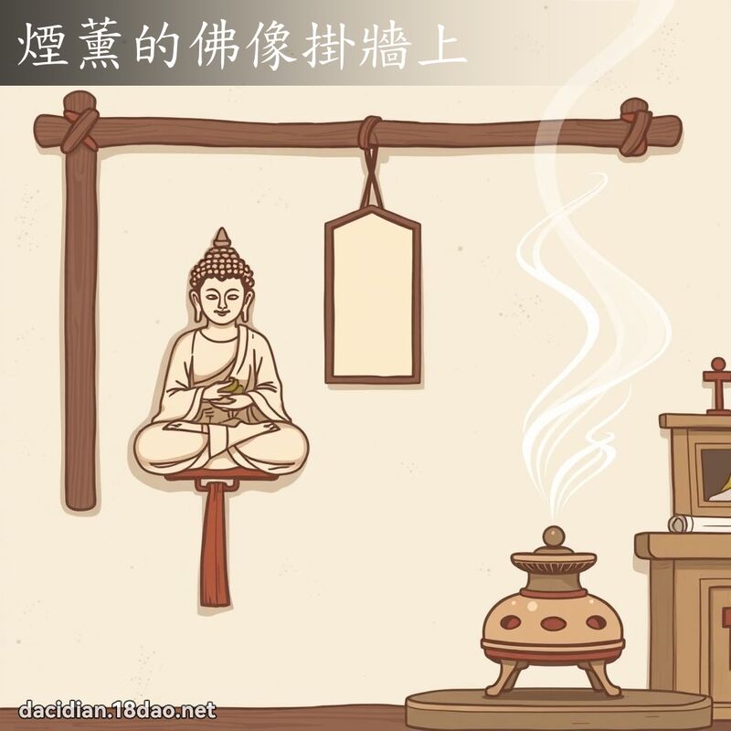 烟薰的佛像掛墙上 - 国语大辞典配图