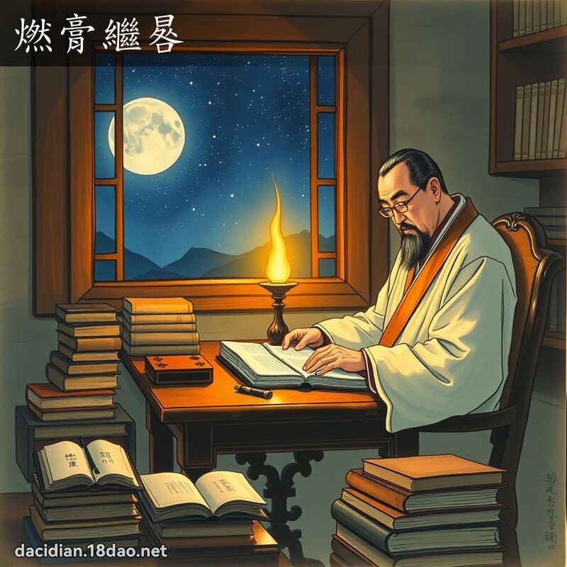 燃膏继晷 - 国语大辞典配图