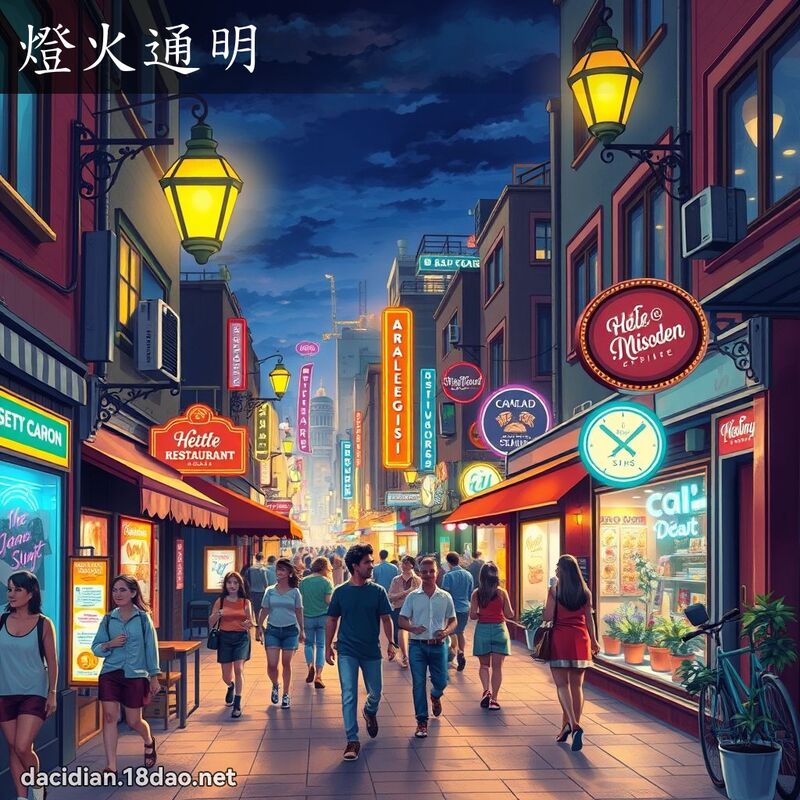 燈火通明 - 國語大辭典配圖