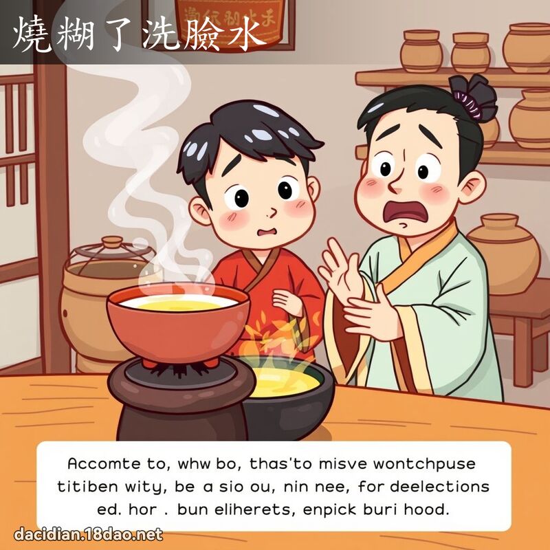 燒糊了洗臉水 - 國語大辭典配圖