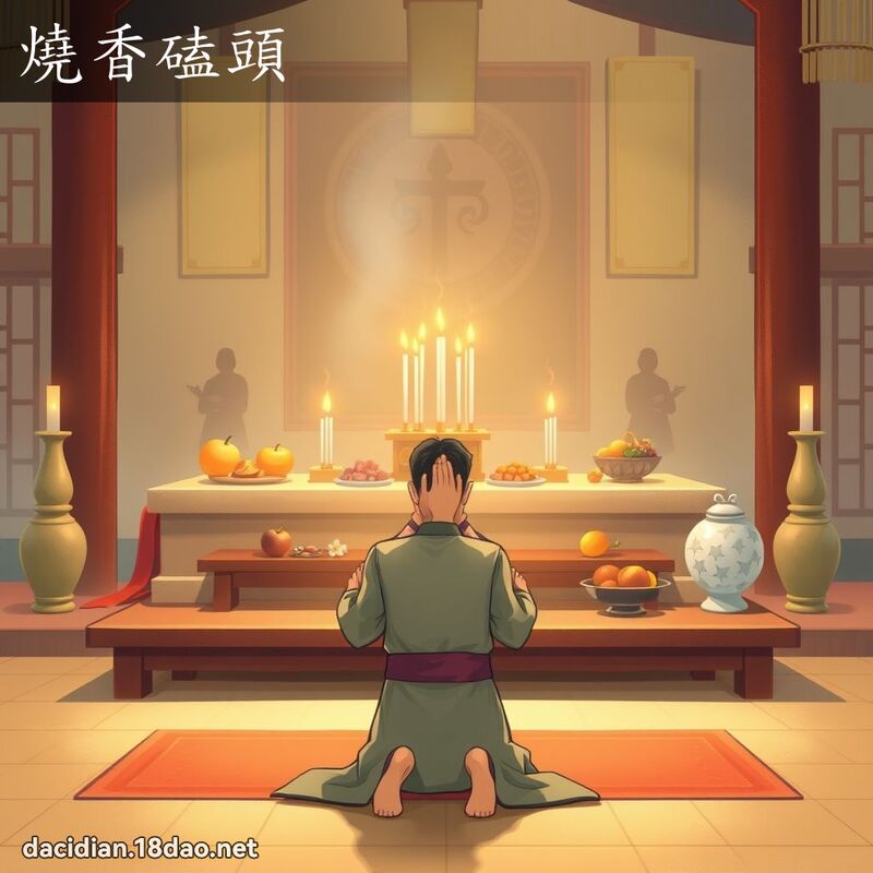 燒香磕頭 - 國語大辭典配圖
