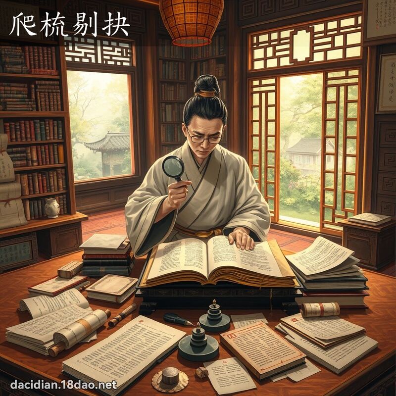 爬梳剔抉 - 国语大辞典配图
