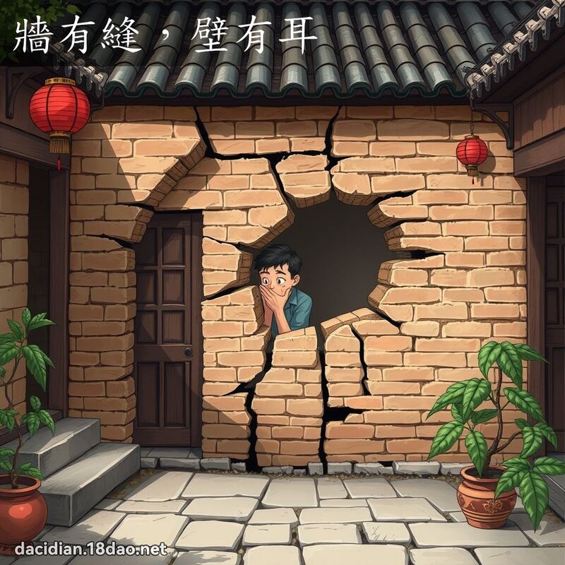 墙有缝，壁有耳 - 国语大辞典配图