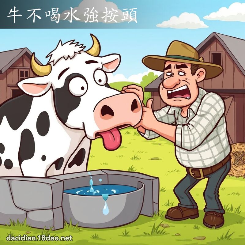 牛不喝水强按头 - 国语大辞典配图