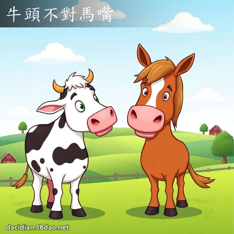 牛頭不對馬嘴 - 國語大辭典配圖