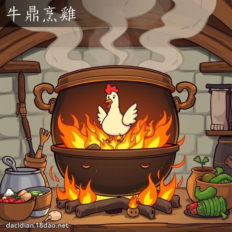 牛鼎烹雞 - 國語大辭典配圖