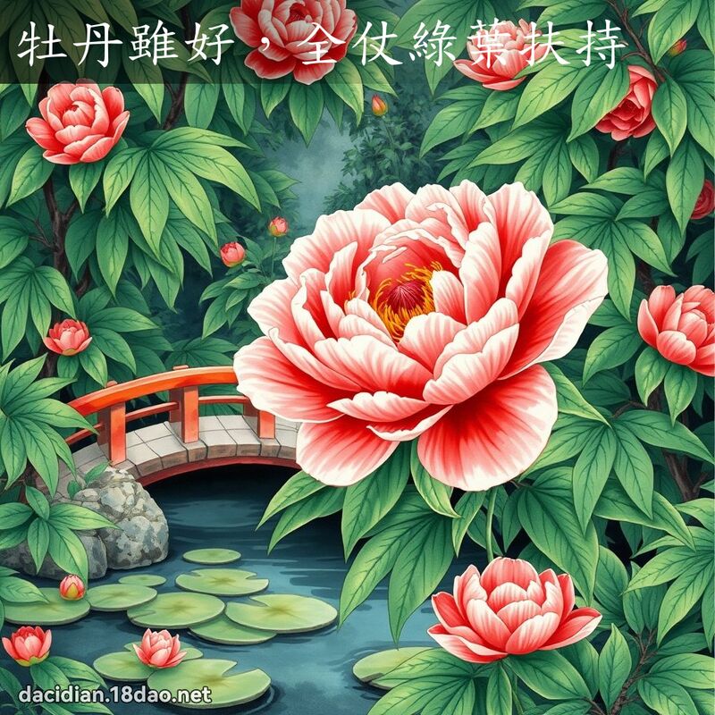 牡丹虽好，全仗绿叶扶持 - 国语大辞典配图