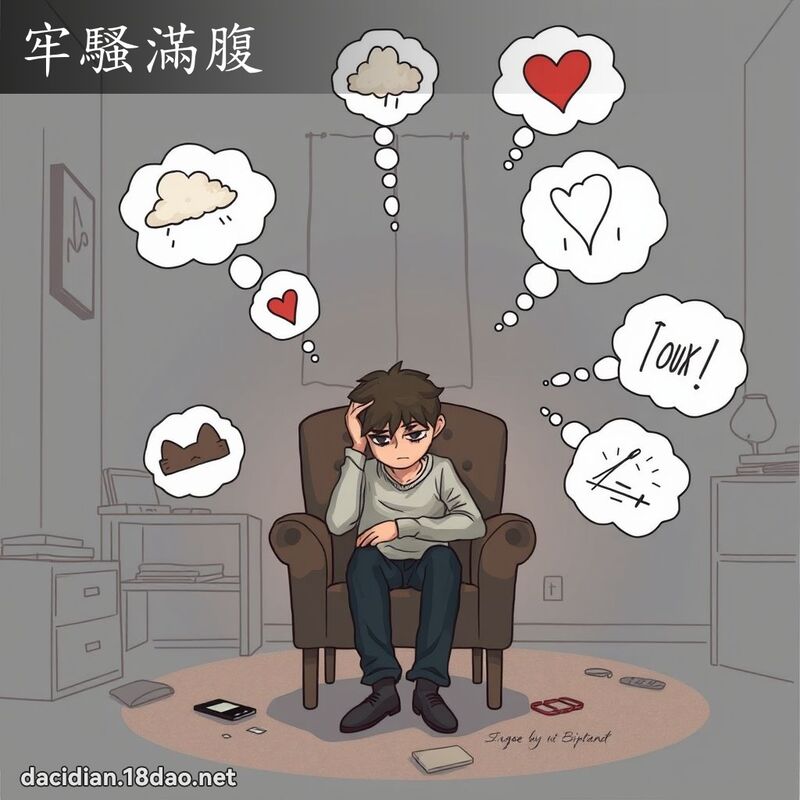 牢騷滿腹 - 國語大辭典配圖