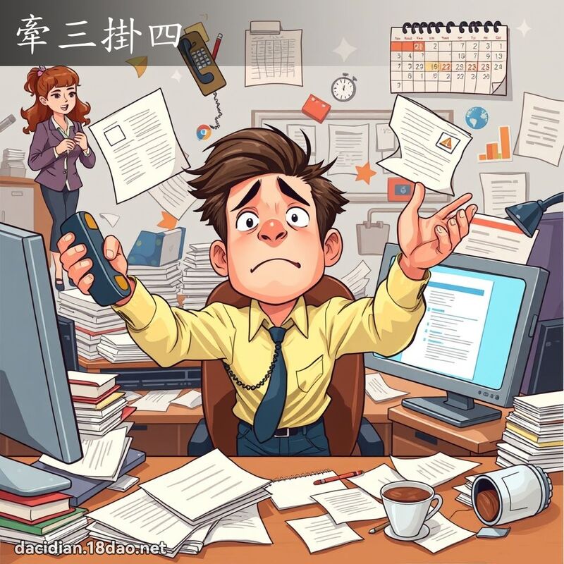 牵三掛四 - 国语大辞典配图