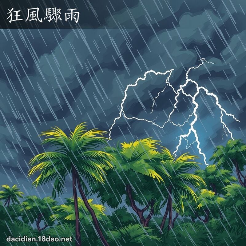 狂風驟雨 - 國語大辭典配圖