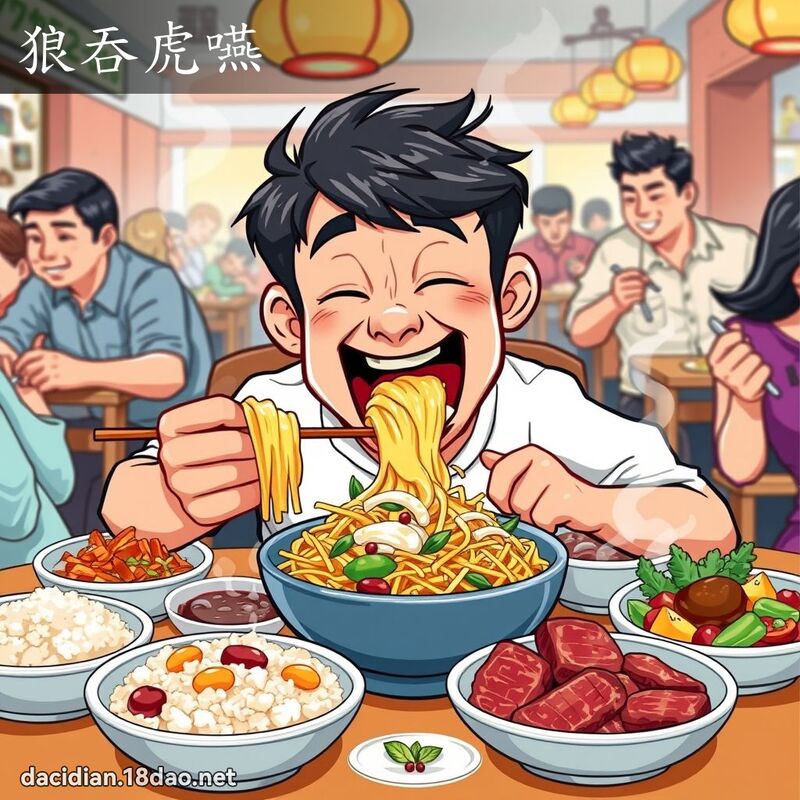 狼吞虎嚥 - 國語大辭典配圖