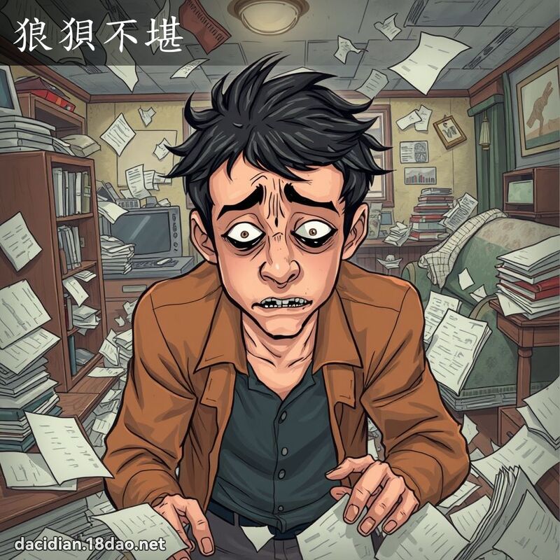 狼狈不堪 - 国语大辞典配图