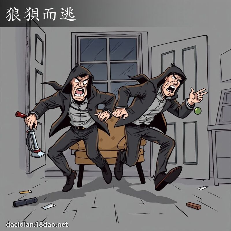 狼狈而逃 - 国语大辞典配图