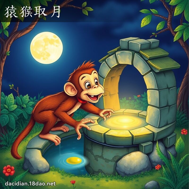 猿猴取月 - 国语大辞典配图