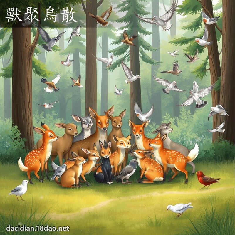 獸聚鳥散 - 國語大辭典配圖