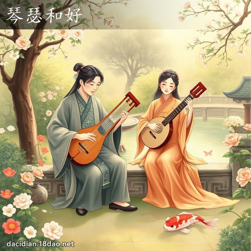 琴瑟和好 - 国语大辞典配图