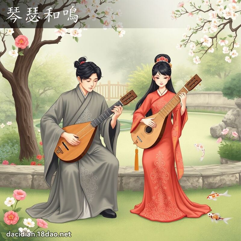 琴瑟和鳴 - 國語大辭典配圖