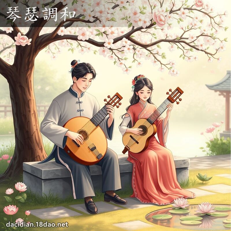 琴瑟調和 - 國語大辭典配圖