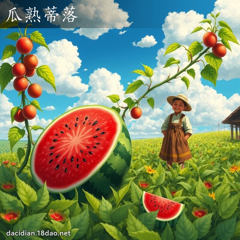 瓜熟蒂落 - 国语大辞典配图