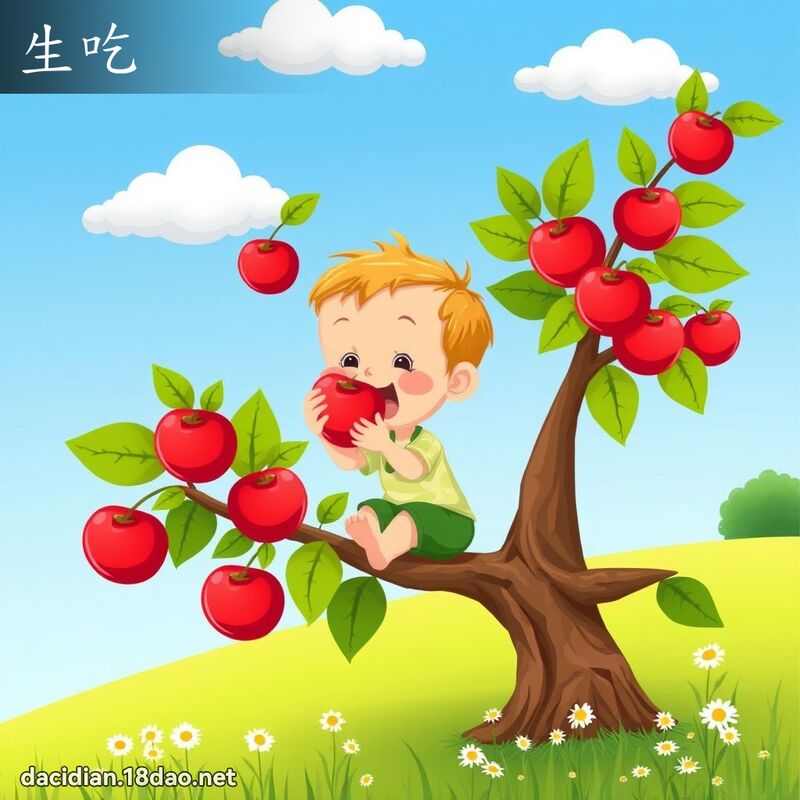 生吃 - 國語大辭典配圖