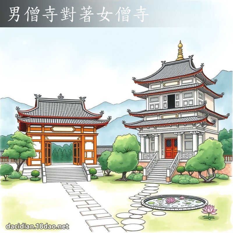 男僧寺對著女僧寺 - 國語大辭典配圖