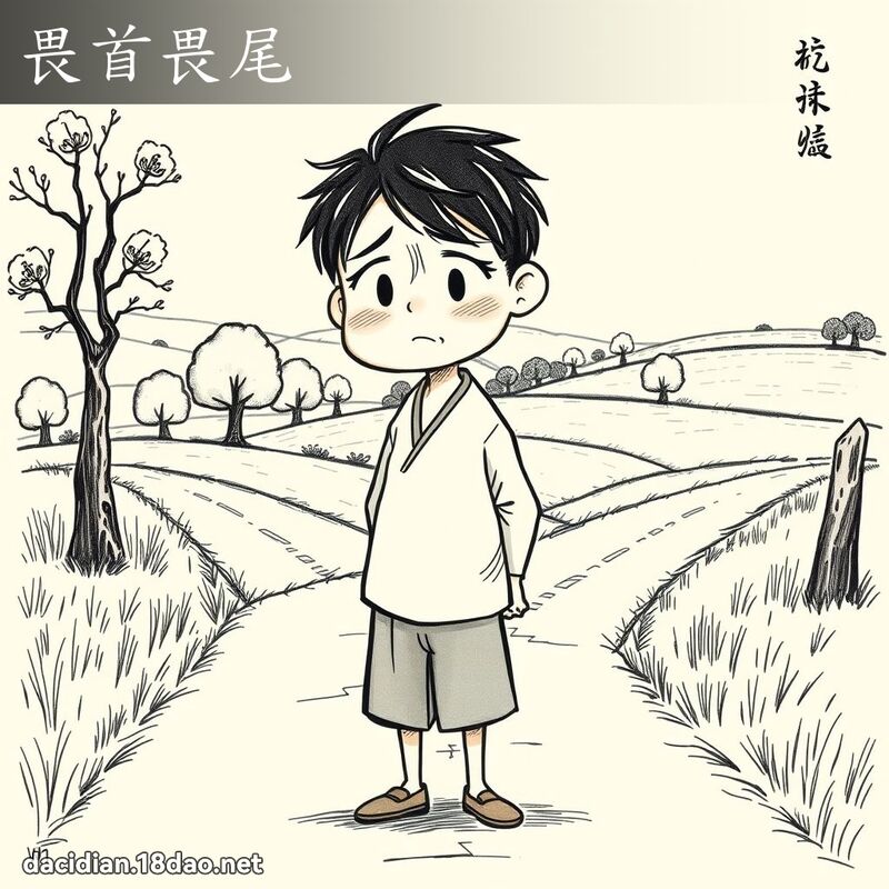 畏首畏尾 - 国语大辞典配图