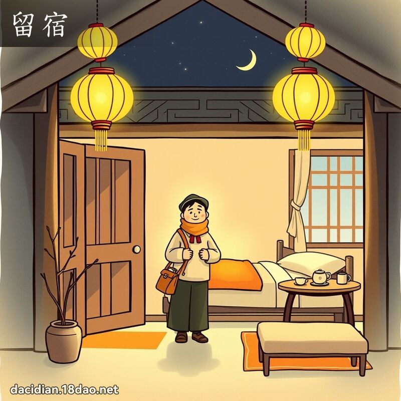 留宿 - 國語大辭典配圖