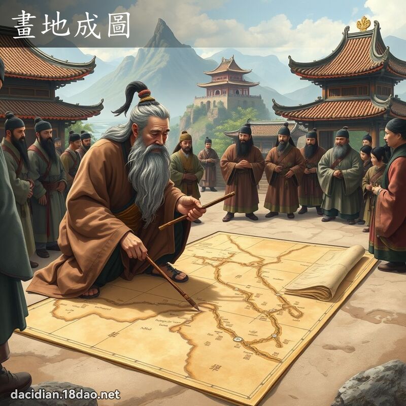 畫地成圖 - 國語大辭典配圖