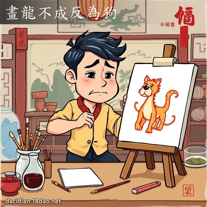 画龙不成反为狗 - 国语大辞典配图