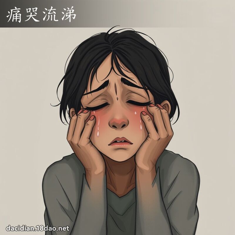 痛哭流涕 - 国语大辞典配图