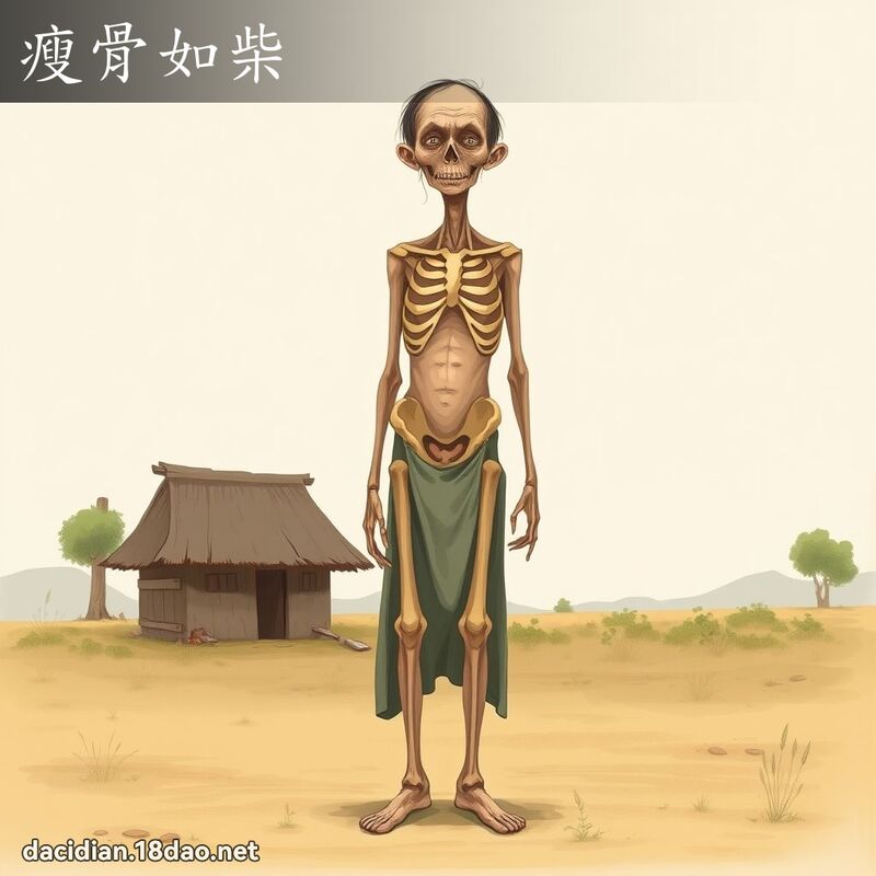 瘦骨如柴 - 国语大辞典配图