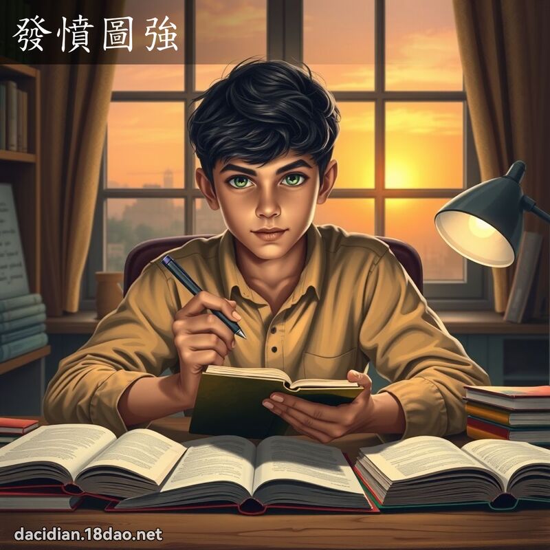 發憤圖強 - 國語大辭典配圖