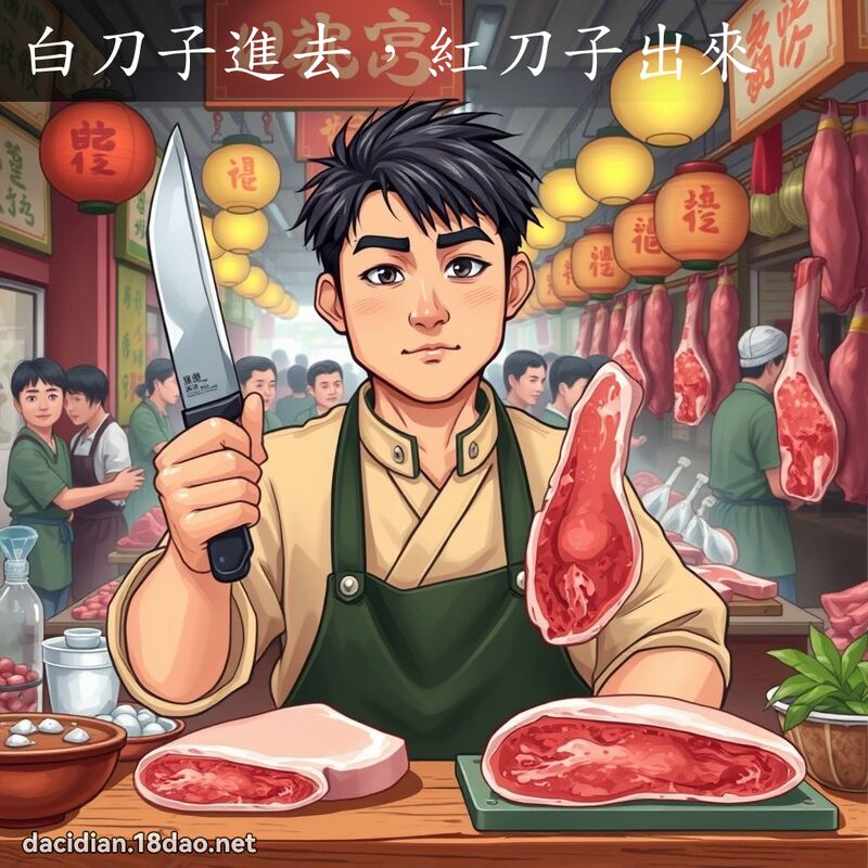白刀子進去，紅刀子出來 - 國語大辭典配圖