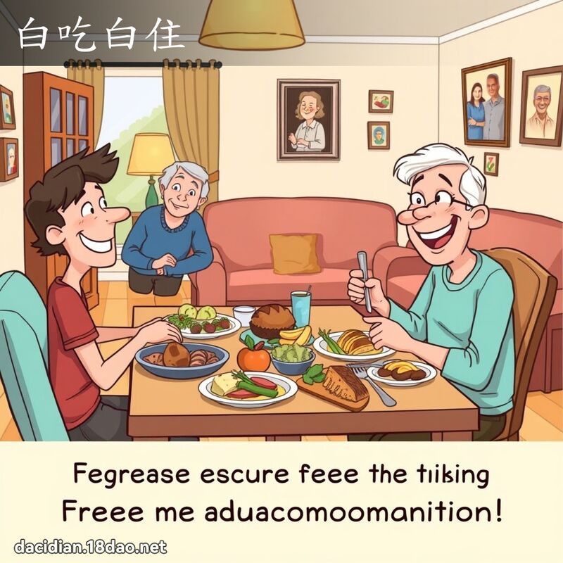 白吃白住 - 国语大辞典配图