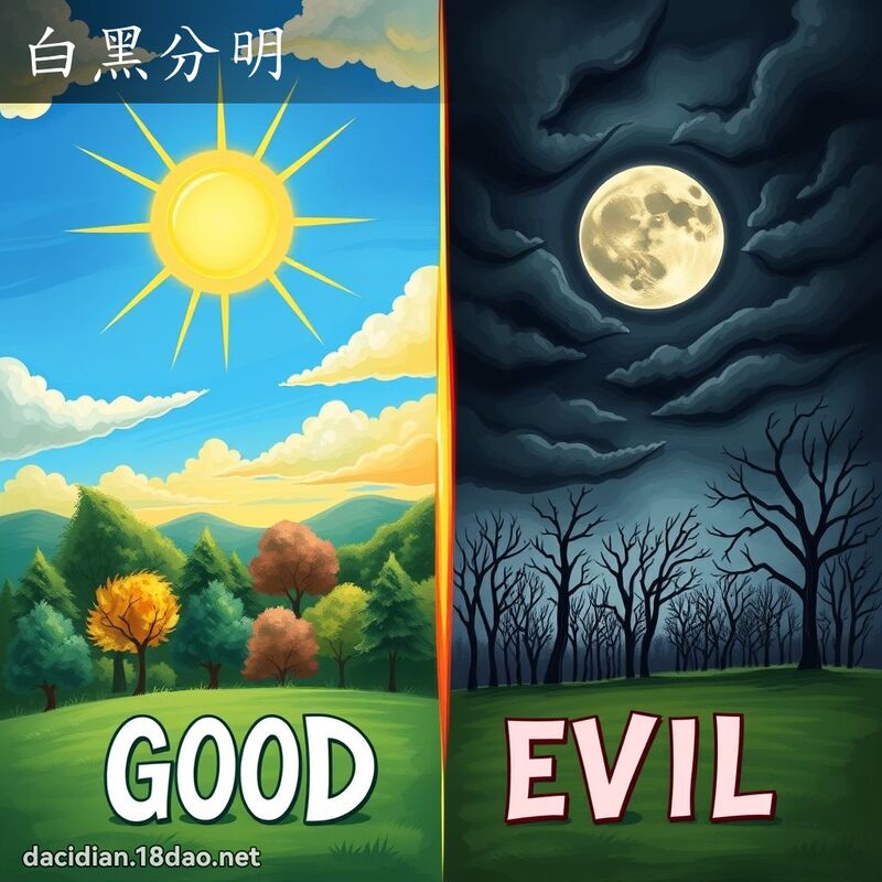 白黑分明 - 國語大辭典配圖