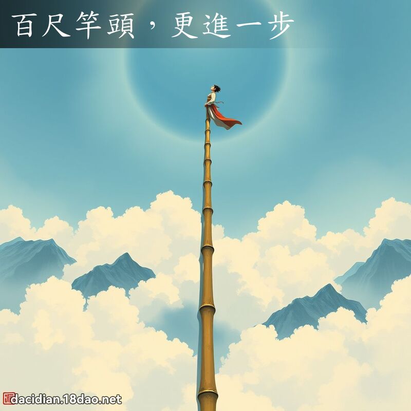 百尺竿头，更进一步 - 国语大辞典配图