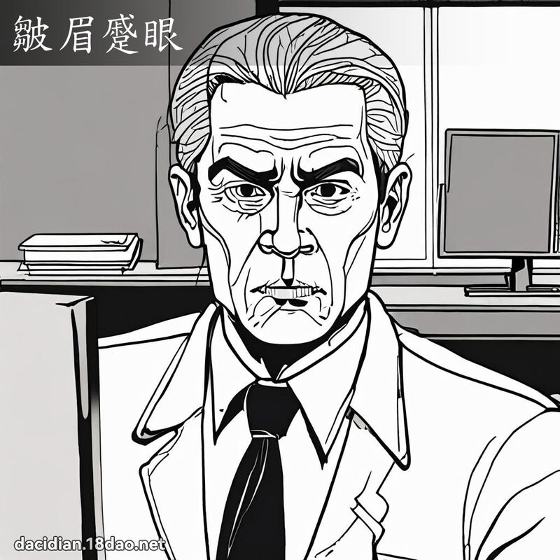 皱眉蹙眼 - 国语大辞典配图
