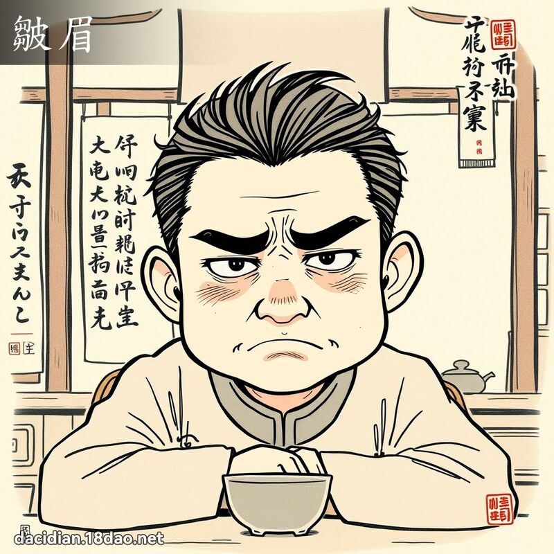 皺眉 - 國語大辭典配圖